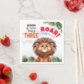 ライオンサファリワイルド&スリー子供の誕生日 スタンダードカクテルナプキン (インサイチュ)