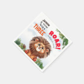 ライオンサファリワイルド&スリー子供の誕生日 スタンダードカクテルナプキン (角)