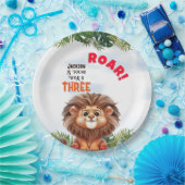 ライオンサファリワイルド&スリー子供の誕生日 ペーパープレート (パーティー)