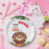 ライオンサファリワイルド&スリー子供の誕生日 ペーパープレート (パーティー)