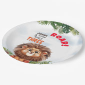 ライオンサファリワイルド&スリー子供の誕生日 ペーパープレート (アングル)