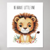 ライオンサファリ子供部屋ポスター – Be Brave Little One ポスター (正面)