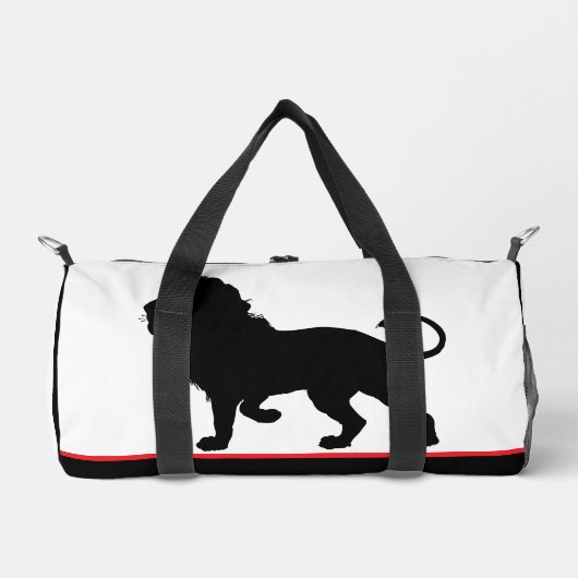 ライオンシルエットブラックレッドトリム ダッフルバッグ (正面)