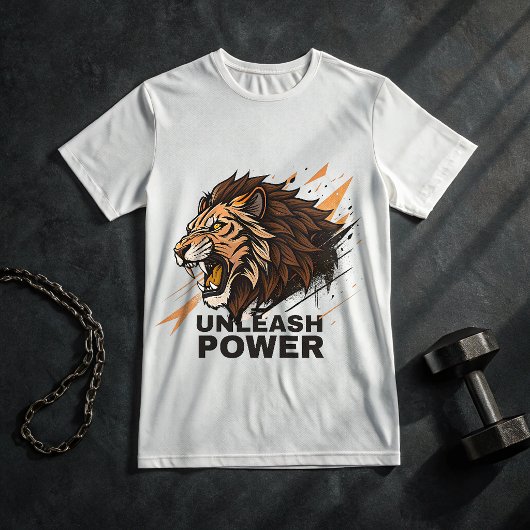 ライオンジムTシャツ -  力を解き放て ビーストモード ワークアウト Tシャツ