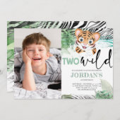 ライオンジャングルかわいい第2誕生日写真招待状 招待状 (正面/裏面)