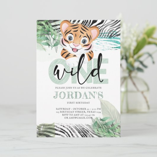 ライオンジャングルキュートファースト誕生日 招待状 (スタンド正面)