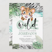 ライオンジャングルキュートファースト誕生日 招待状 (正面/裏面)