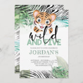 ライオンジャングルキュート5位誕生日招待状 招待状 (正面/裏面)