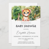 ライオンジャングルキングボーイベビーシャワー 招待状 (正面/裏面)