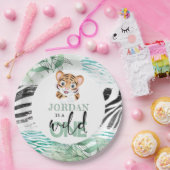 ライオンジャングルパーソナライズされたファースト誕生日 ペーパープレート (パーティー)