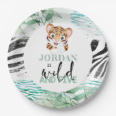 ライオンジャングルパーソナライズされた第5誕生日 ペーパープレート (正面)