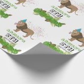 ライオンジャングル動物の誕生日パーティーカスタム ラッピングペーパー (角)