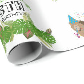 ライオンジャングル動物の誕生日パーティーカスタム ラッピングペーパー (ロールコーナー)