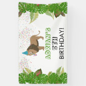 ライオンジャングル動物の誕生日パーティーカスタム 横断幕 (縦)