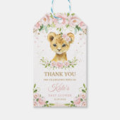 ライオンジャングル動物赤面フローラガールベビーシャワー ギフトタグ (正面)