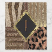 ライオンスサファリシックなジャングルグラムスパークルモダンル ワインラベル (シングルラベル)