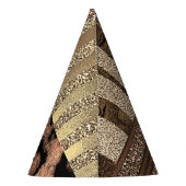 ライオンスサファリジャングルグラムモダン金ゴールドスパークル パーティーハット (裏面)