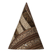 ライオンスサファリジャングルグラムモダン金ゴールドスパークル パーティーハット (左)