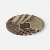 ライオンスサファリジャングルグラムモダン金ゴールドスパークル ペーパープレート (アングル)