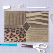 ライオンスサファリジャングルグラムモダン金ゴールドスパークル 薄葉紙 (クラフト)