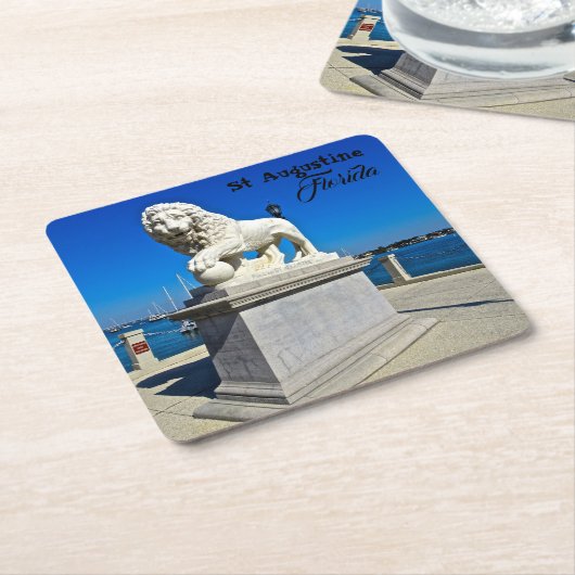 ライオンズの橋の大理石彫刻セントオーガスティン スクエアペーパーコースター (アングル)