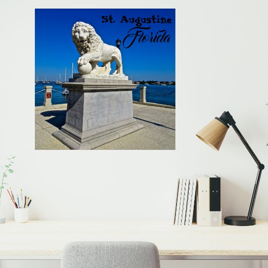 ライオンズの橋の大理石彫刻セントオーガスティン ポスター