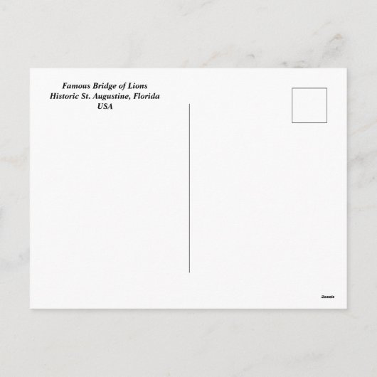 ライオンズの橋セントオーガスティン,フロリダ シーズンポストカード (裏面)
