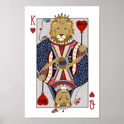 ライオンズの王と女王ハート – 青 ポスター (正面)