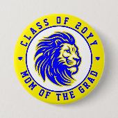 ライオンズイエローとブルー大学院生の母親 缶バッジ (正面)