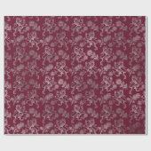 ライオンズクラブ王室のフローラマルーンブルガンディーシルバー ラッピングペーパー (フラット)