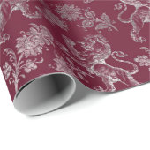 ライオンズクラブ王室のフローラマルーンブルガンディーシルバー ラッピングペーパー (ロールコーナー)