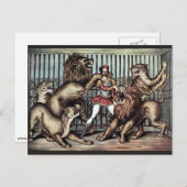 ライオンズサーカスのポスターとケージにライオンのタマー ポストカード (正面/裏面)