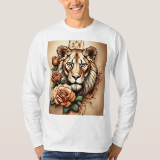 ライオンズショルダータトゥースケッチTシャツデザイン Tシャツ
