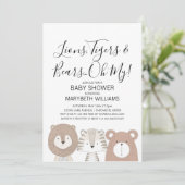 ライオンズタイガース&ベアーズアニマルベビーシャワーパーティーカード 招待状 (スタンド正面)