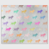 ライオンズピンクシルバーグリーンメタリックガラスピーチ ラッピングペーパー (フラット)