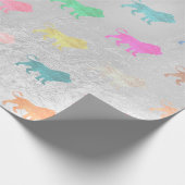 ライオンズピンクシルバーグリーンメタリックガラスピーチ ラッピングペーパー (角)