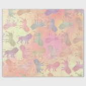 ライオンズピンクローズバラ金ゴールドメタリックガラスピーチ ラッピングペーパー (フラット)