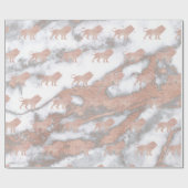 ライオンズピンクローズバラ金ゴールドメタリックマーブルグレー ラッピングペーパー (フラット)