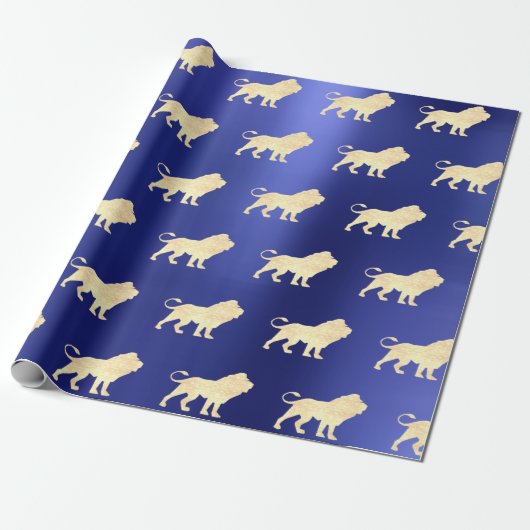 ライオンズフォキシエ金ゴールドグラムVIPメタリックサファイアブルー ラッピングペーパー (アンロールド)