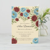 ライオンズブルーの芍薬と赤いバラのブッフェ＆バブル 招待状 (スタンド正面)