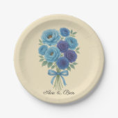 ライオンズブルー牡丹とフィグパープルバラ結婚ズ ペーパープレート (正面)