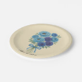 ライオンズブルー牡丹とフィグパープルバラ結婚ズ ペーパープレート (アングル)