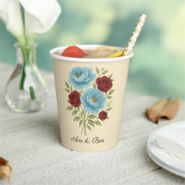 ライオンズブルー牡丹とフィグパープルバラ結婚ズ 紙コップ