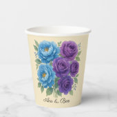 ライオンズブルー牡丹とフィグパープルバラ結婚ズ 紙コップ (正面)