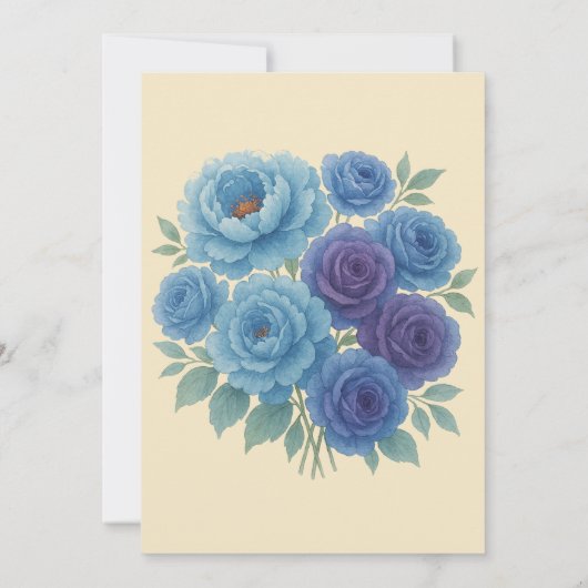 ライオンズブルー牡丹&フィグパープルバラカップルのシャワー 招待状 (裏面)