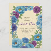 ライオンズブルー牡丹&フィグパープルバラ結婚ズ 招待状 (正面/裏面)