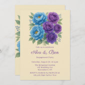ライオンズブルー牡丹&フィグパープル婚約パーティ 招待状 (正面/裏面)