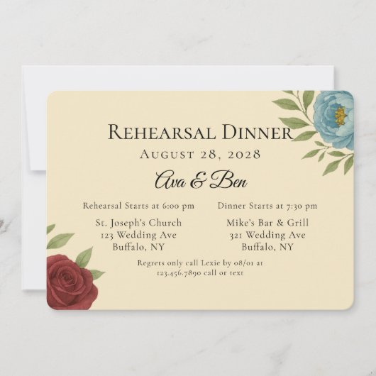 ライオンズブルー&ダークレッドピーニーリハーサルディナー 招待状 (正面)