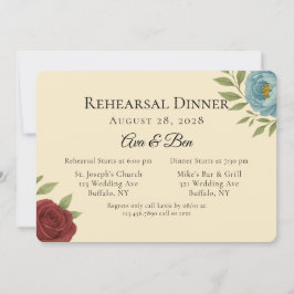 ライオンズブルー&ダークレッドピーニーリハーサルディナー 招待状