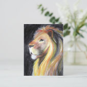 ライオンズライオンプロフィールレオポートレート木炭スケッチ ポストカード (スタンド正面)